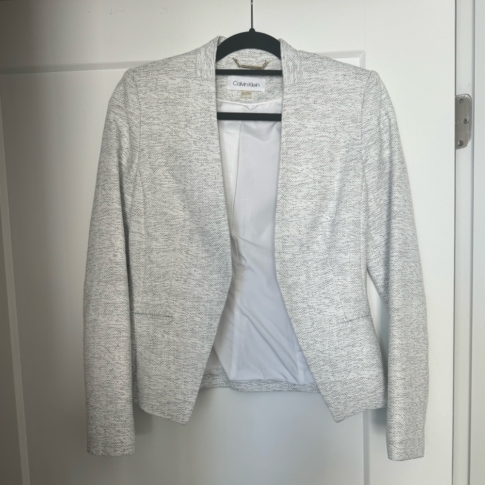 Calvin Klein Grey Textured Grey and White Blazer
